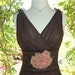 Romantic Black Sheer Formal Slip Dress with Nude Lining, Black Lace, Cottage Chic, Shabby Chic Pink Fabric Flower pin, Large