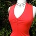 Vintage Red Halter Dress with vintage CABBAGE ROSE buttons, Embroidered Butterfly Wrap, PROM Dress, Formal, Evening Gown, Party - Sm / Med