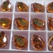 Lot of 12 18x13mm Crystal Copper Swarovski Pear Cut Rhinestones in Brass Sew On settings