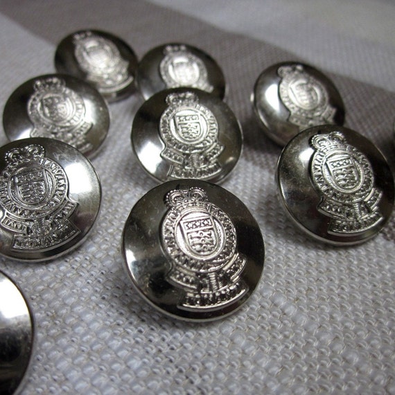 10 Large Shiny Silver Shank Buttons