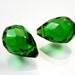 10x15mm EMERALD GREEN QUARTZ Glass faceted Teardrop Briolettes 2 Beads