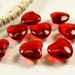 Ruby Red transparent Heart Czech glass beads 8pcs