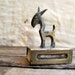 vintage 1950s match safe // Brass donkey Denmark tobacciana