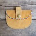 SALE // vintage c. 1970s beaded suede belt bag