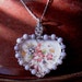 Vintage Broken China Ceramic Shard Necklace, Sterling Silver, Beads, Pretty Floral Heart