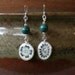 Vintage Broken China Ceramic Shards Earrings, Sterling Silver, Stone Beads, Lovely Single Blue Flower