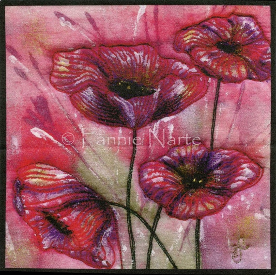 Items similar to Poppies, Fabric Panel on Etsy