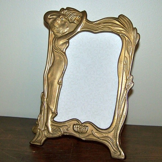 Art Nouveau metal brass frame