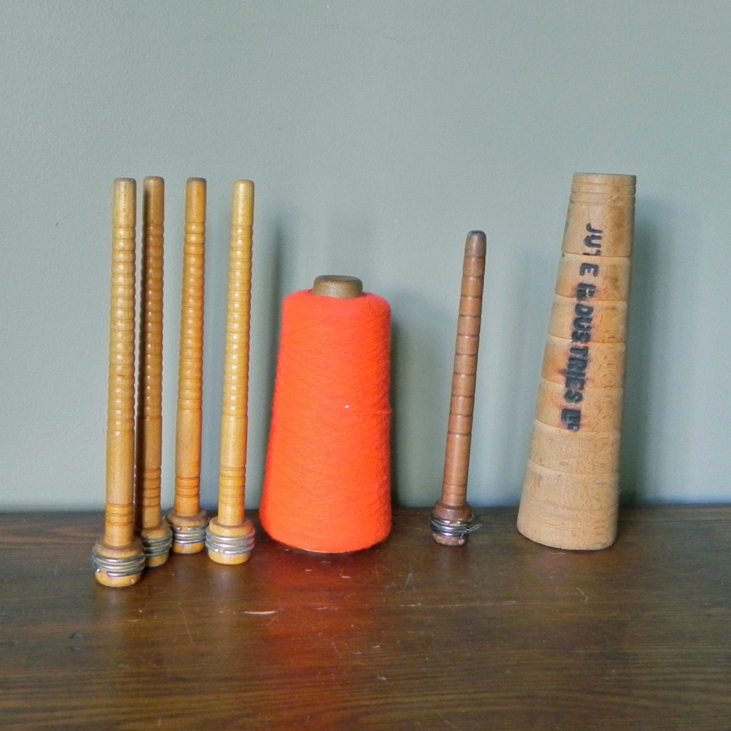 Industrial textile spools Vintage textile spool by jollytimeone