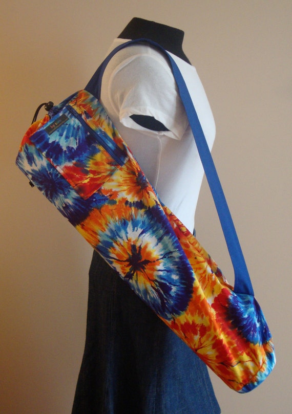 Yoga Mat Bag with Zipper Pocket and Key Ring Rainbow Tie Dye