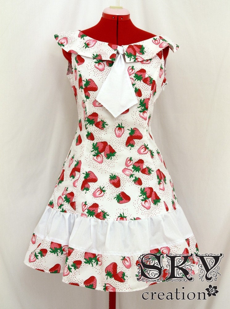 pink dress with strawberries