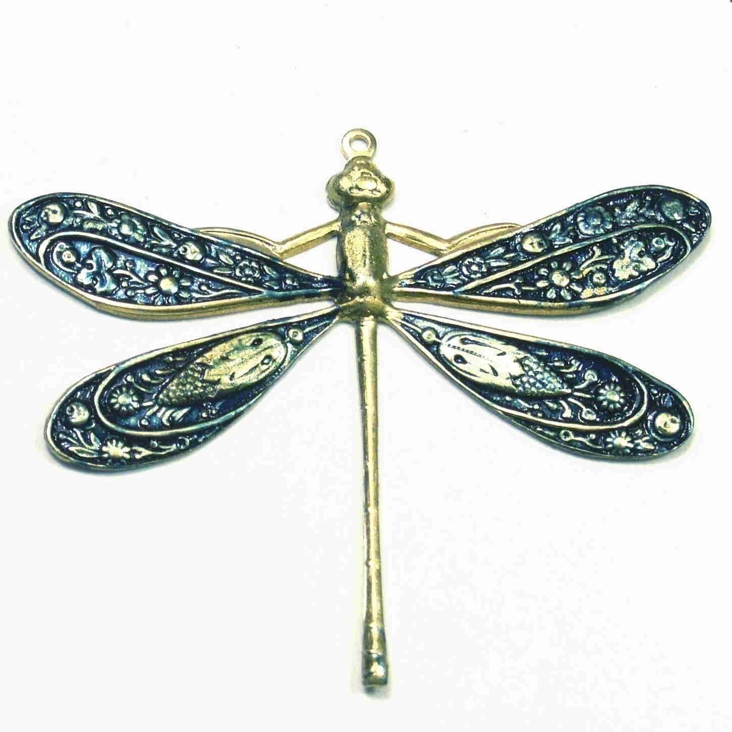 Dragonfly Charm with Lapis Enamel
