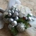 sparkling silver and cream ribbon wrapped wedding stamen posy