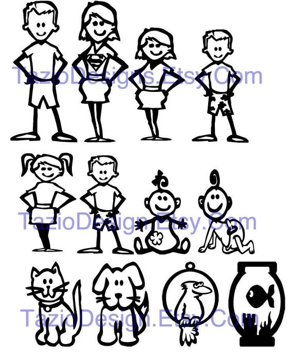 Items similar to Family Member Decals Stick Figure Car Window Decal