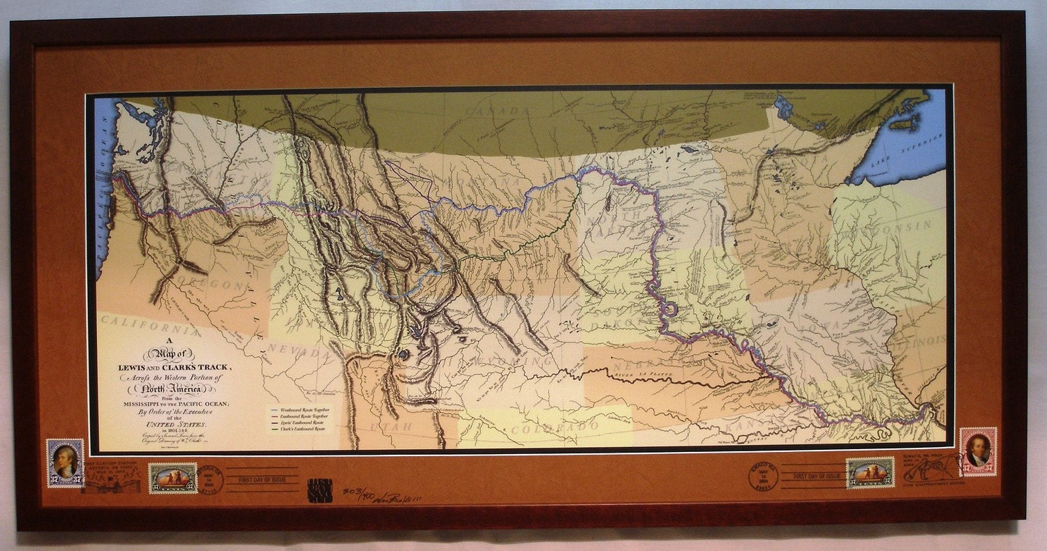 Lewis and Clark States historic map unframed lithograph