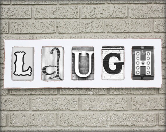 Items similar to LAUGH spelled out in individual 4x6 Alphabet Letter