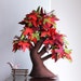 Red maple Tree with bench and birds - Felt tree