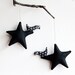 Two Black stars with birds. Felt Decoration , wall hanging.
