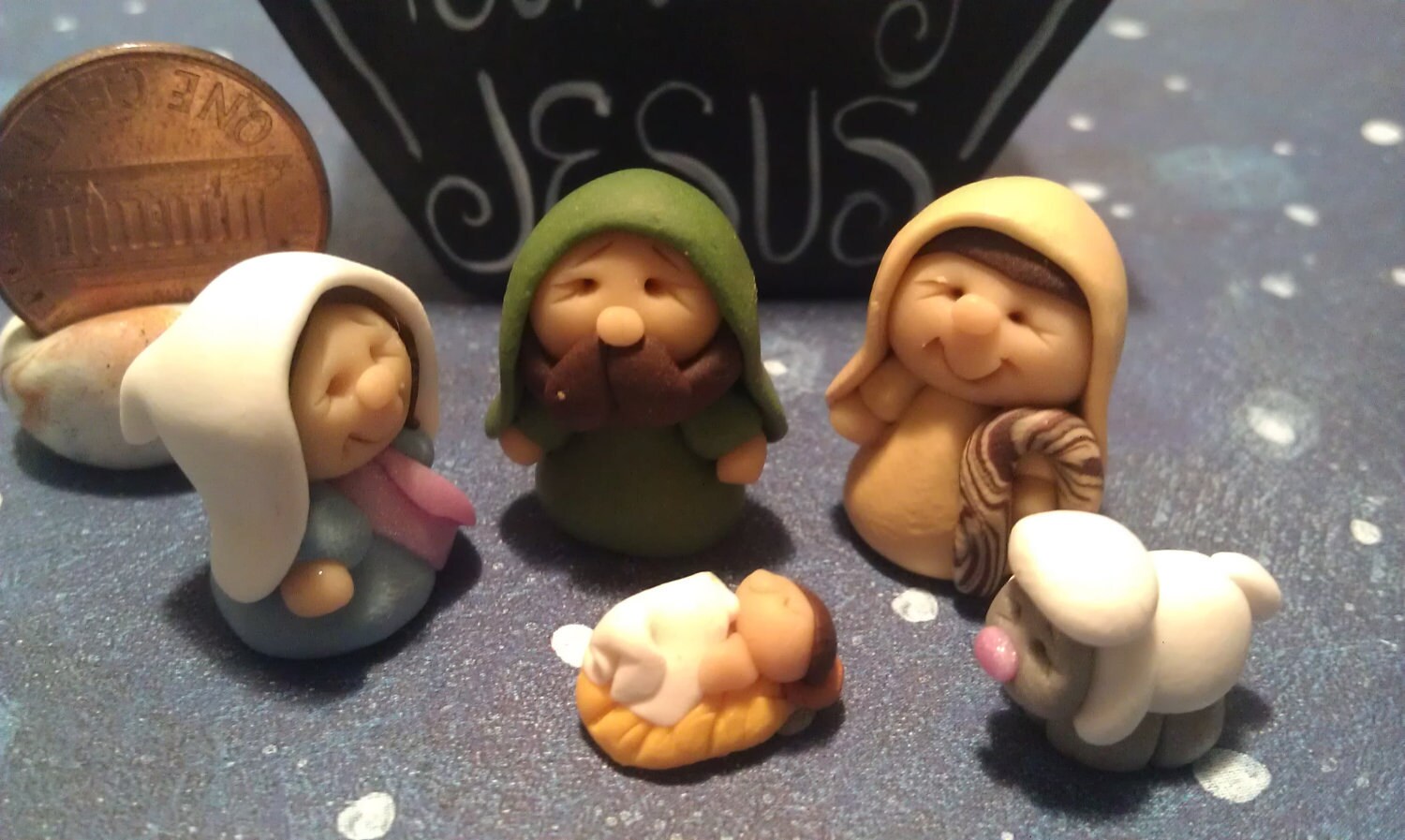 OOAK Polymer Clay NATIVITY SET Handmade Miniature