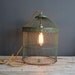 Antique Green Metal Birdcage Hanging Light with Fabric Cord