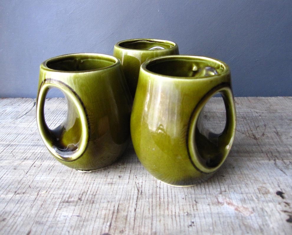 Unique Ceramic Mugs Japan Green Glazed