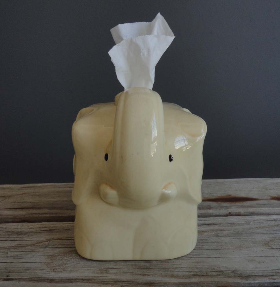 Vintage Yellow Elephant Tissue Holder