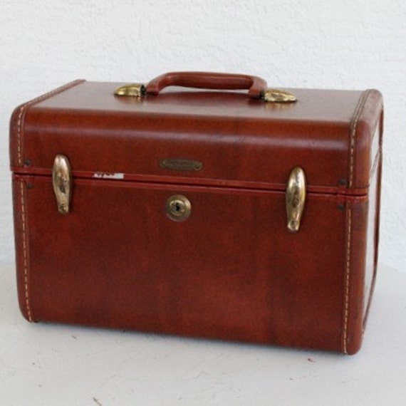 VINTAGE Dark Brown Samsonite Train Case