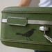 UPCYCLED Olive Green VINTAGE Suitcase w\/ Tree and Crow