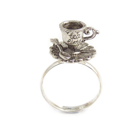 Tea cup ring Alice in Wonderland ring Darling by LunarraStar