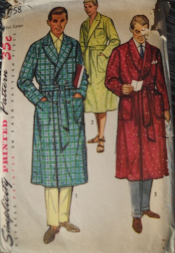 Vintage Mens Extra Large Bathrobe Pattern