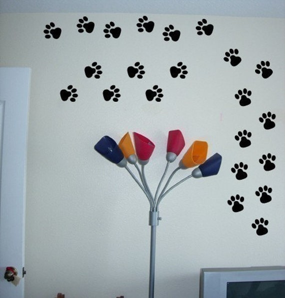 Set of 24 Dog Paw Prints Vinyl Wall Graphic Art Sticker Decals
