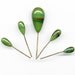 Vintage Green Beads w/ Wire Stems Assorted Glass Teardrops