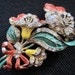 RESERVED Vintage Brooch - Stunning Enamel Flowers with Rhinestones