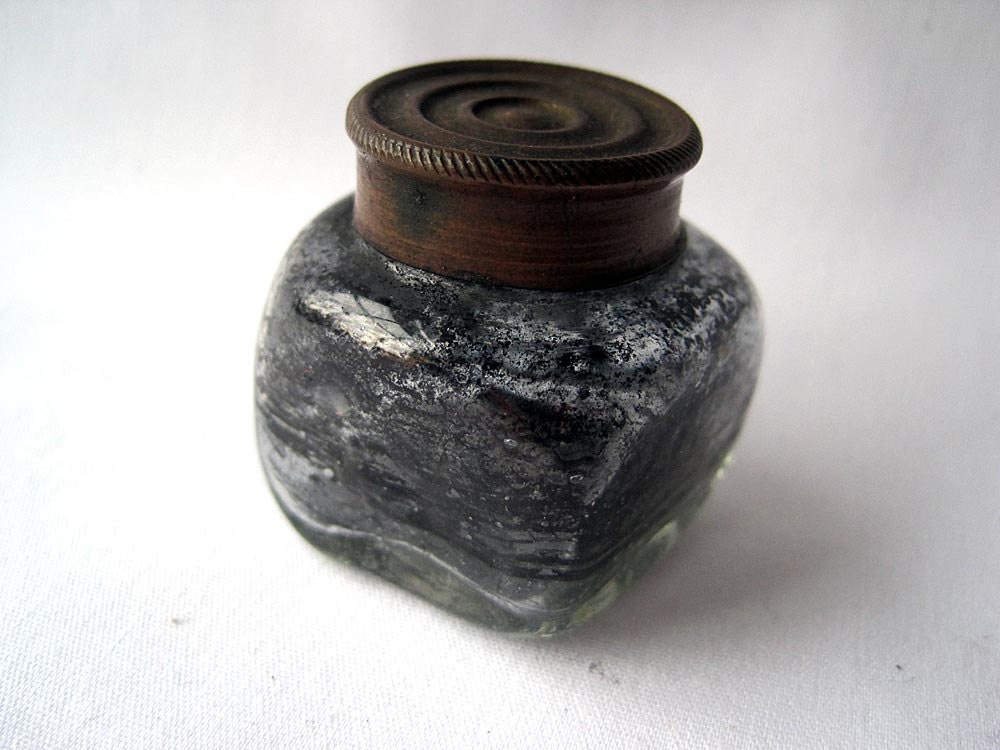 Antique Inkwell Glass Bottle with Pontil Mark