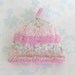 PREMATURE GIRL HAT - 3 to 7.5 lbs / 30 to 42 weeks size - (pink cotton yarn) - suitable for "Kangaroo Care"