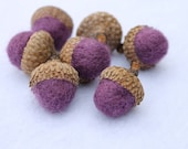 Amethyst Dusky Purple Wool Needle Felted Acorns