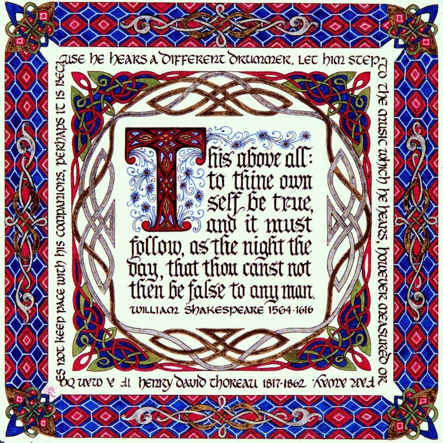 To Thine Own Self Be True Illuminated Manuscript Print by GailsArt