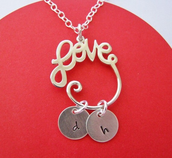 Items similar to custom love hanging charm necklace on Etsy