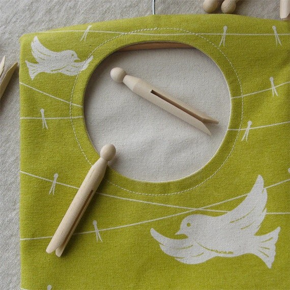 Clothes Pin Holder in Lemon Lime