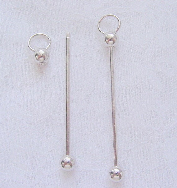 2 Steel Bead Pins With Removable End 21/2 inches or 6.35cm