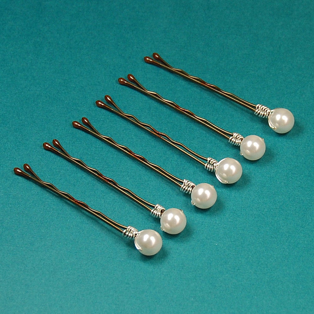 Swarovski White Pearl Hair Bobby Pins White 8 Mm Crystal