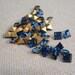Vintage 4x4mm Montana Blue Square Gold Foiled Pointed Back Glass Jewels or Cabs (12 pieces)