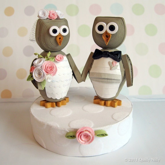 Items similar to Paper Quilled  Wedding  Cake  Topper  Owl 