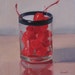 Kitchen Bar Decor Food Fruit Art Original Oil Painting SALE "Cocktail Cherries" by Sarah Sedwick 6x6in