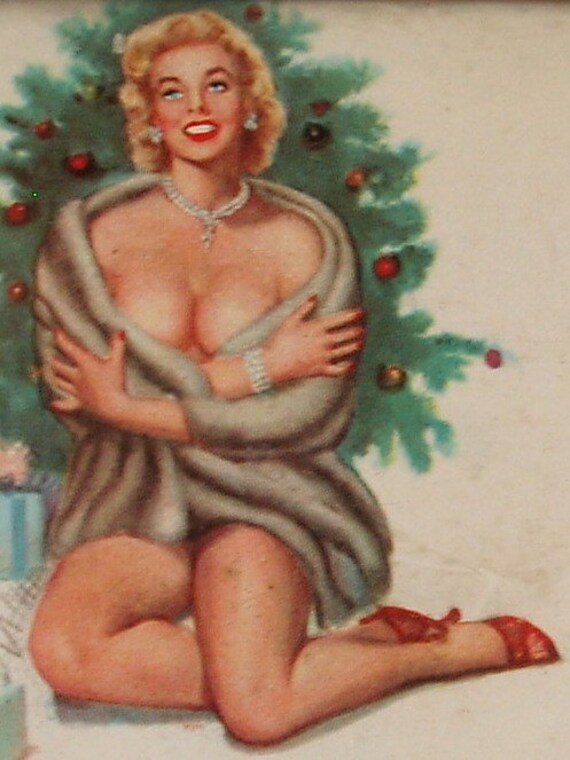 Vintage Christmas Calendar Advertising Calendar Sexy Pinup