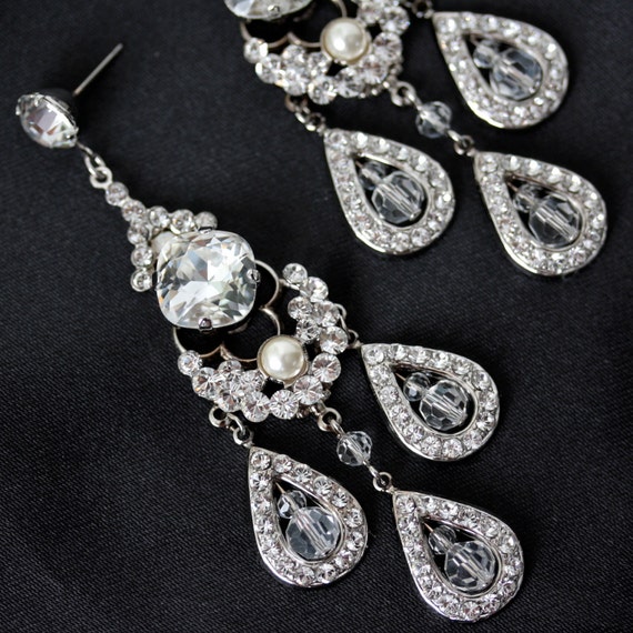 Statement Bridal Earrings Chandelier Wedding Earrings Large