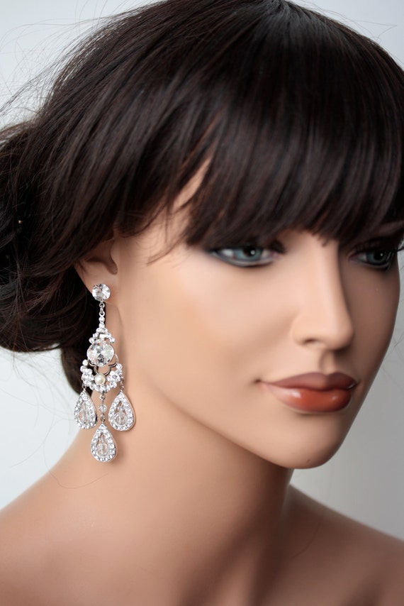 Statement Bridal Earrings Chandelier Wedding Earrings Large