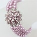 Chantilly Pink Bridal Bracelet in Swarovski Vintage Rose Rhinestones and Pearl