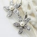 Small Bridal Earrings, Rhinestone flower Earrings, Rhinestone Ear Wires, Swarovski Crystal , Pearl and Rhinestone earrings , VIOLET Hook