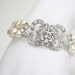 Art Deco Bridal Bracelet, Ivory Pearl and Swarovski Rhinestone, Wedding jewelry, CELESTE